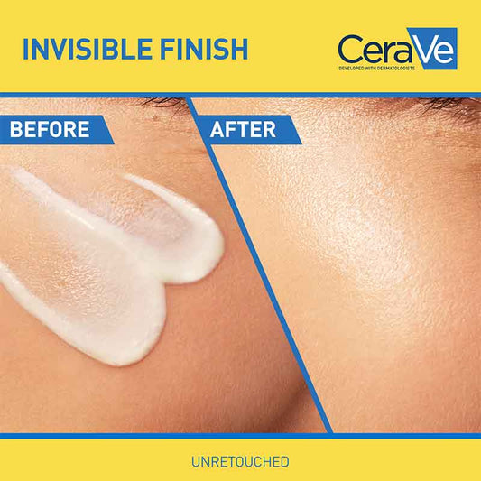 CeraVe Invisible Hydrating Fluid Face Sunscreen SPF 50 Before & After