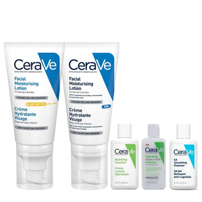 CeraVe Moisturising AM & PM Duo + 3 FREE Travel Size Cleansers