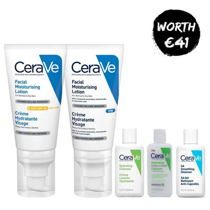 CeraVe Moisturising AM & PM Duo + 3 FREE Travel Size Cleansers