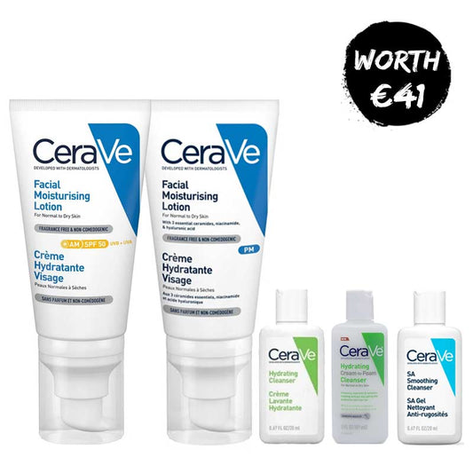 CeraVe Moisturising AM & PM Duo + 3 FREE Travel Size Cleansers