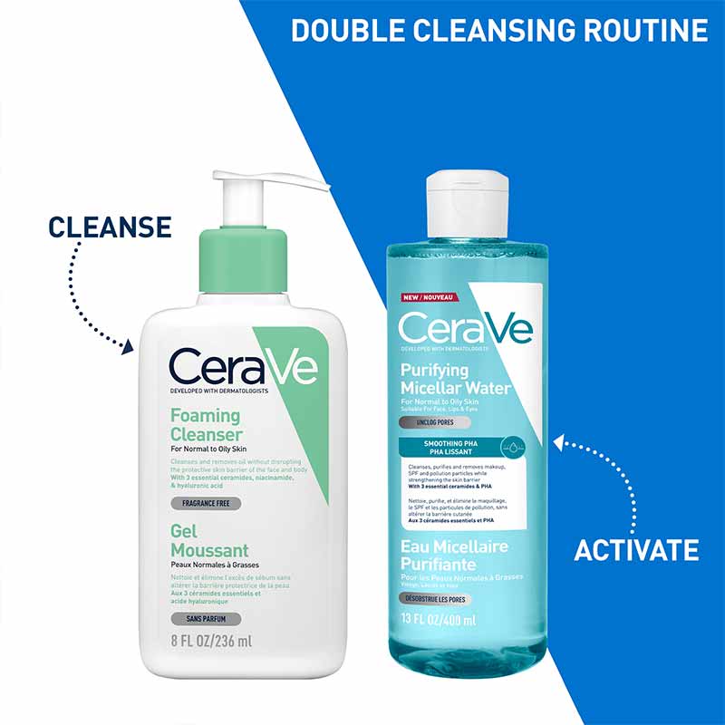 CeraVe Purifying Micellar Water Cleanser double cleansing routine