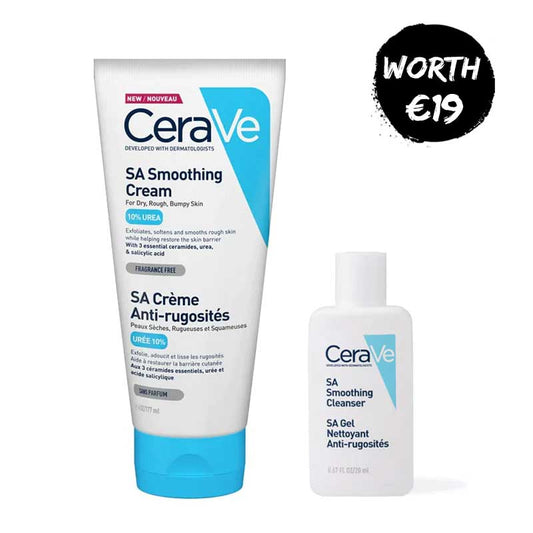 CeraVe SA Smoothing Cream | FREE SA Smoothing Cleanser 20ml | tackles Keratosis Pilaris | exfoliates | hydrating | smoother skin | 3 days | Ceramides | Salicylic Acid | say goodbye to rough, bumpy skin | ultimate CeraVe SA Smoothing duo