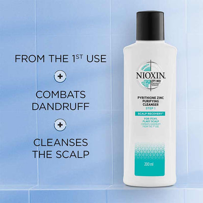 Nioxin | Scalp | Recovery | Cleanser | anti-dandruff | shampoo | haircare experts | rebalance | hydrate | comfortable | nourished | Gentle | green tea | Pyrithione | zinc | sensitive scalp | reduce dandruff | itching | flaking | revitalised