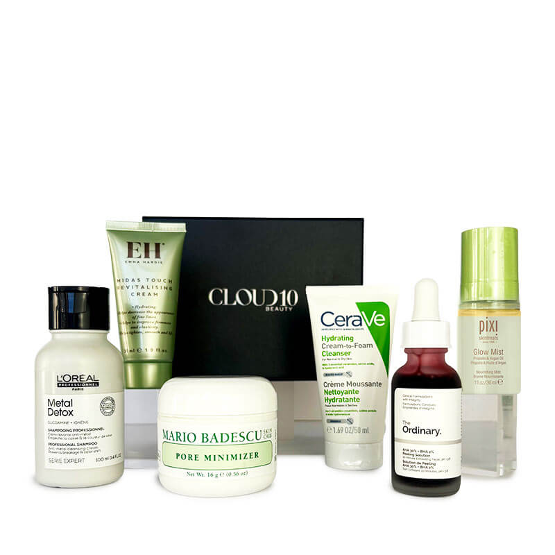 Cloud 10 Beauty Glow Box, Skincare set, skincare for dull skin, haircare for dull hair, professional haircare, clogged pores, 
