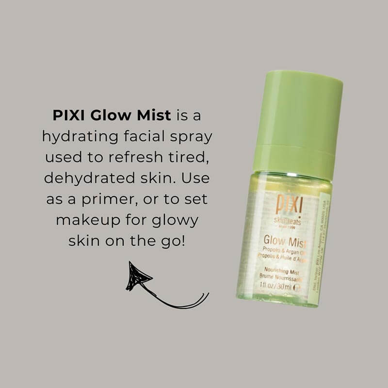 PIXI Glow Mist, hydrating face mist, setting spray, travel size setting spray