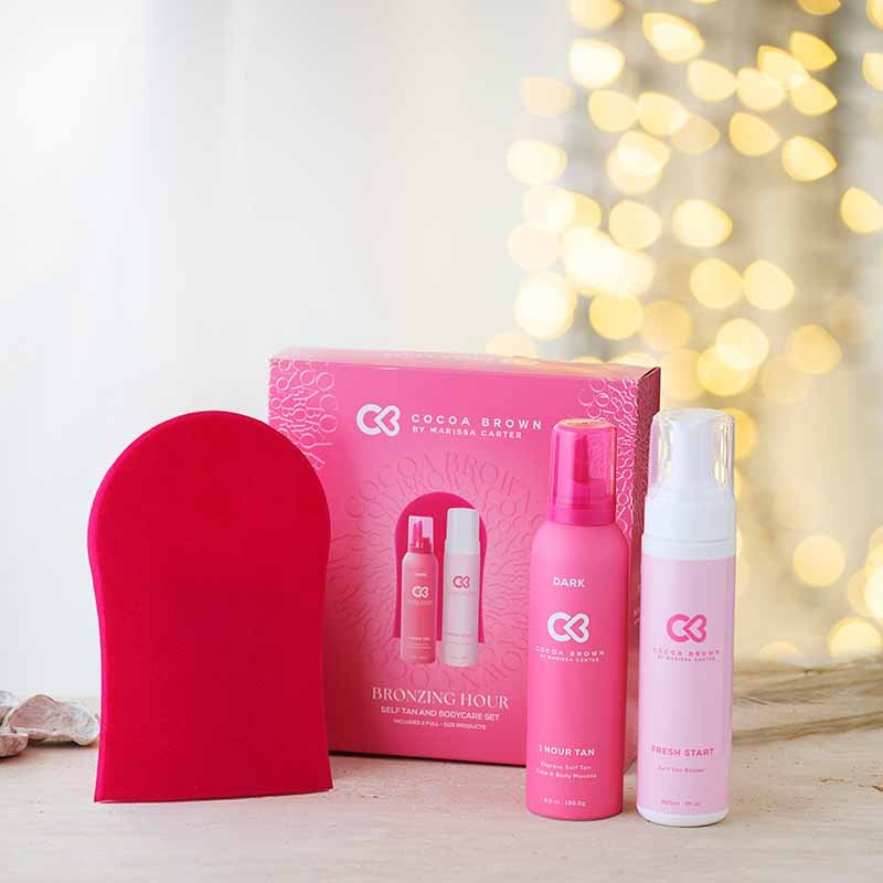 Cocoa Brown Bronzing Hour Self Tan Gift Set Twinkle Background