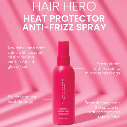 Cocoa Brown Hair Hero Heat Protector Anti-Frizz Spray Benefits
