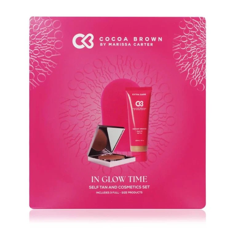 Cocoa Brown In Glow Time Self Tan Gift Set White Background