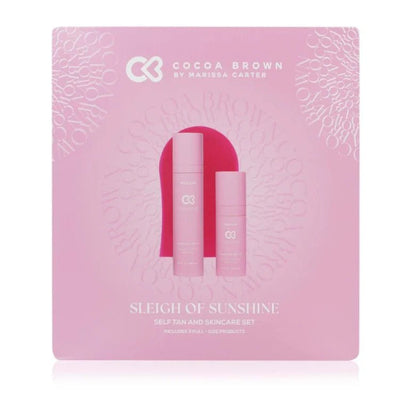 Cocoa Brown Sleigh Of Sunshine Self Tan Serum Gift Set White Background