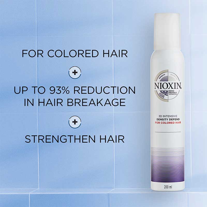 Nioxin | 3D Intensive | Density | Defend Mousse | Coloured Hair | hair breakage | mousse | hair strengthening | styling | broken hair | strengthen | leave-on 