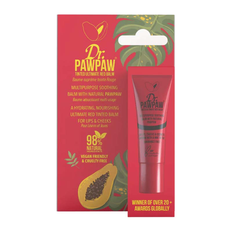 Dr Paw Paw Multipurpose Soothing Balm | Tinted Ultimate Red Balm | benefits of the original balm | gorgeous hint of red tint | perfect for lips and cheeks.
