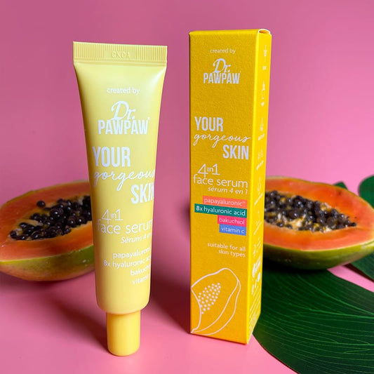 Dr Paw Paw Your Gorgeous Skin 4 in1 Face Serum | ultimate multipurpose superhero treatment | vegan formula | multiple skin benefits | four serums in one | saving time | space | money.