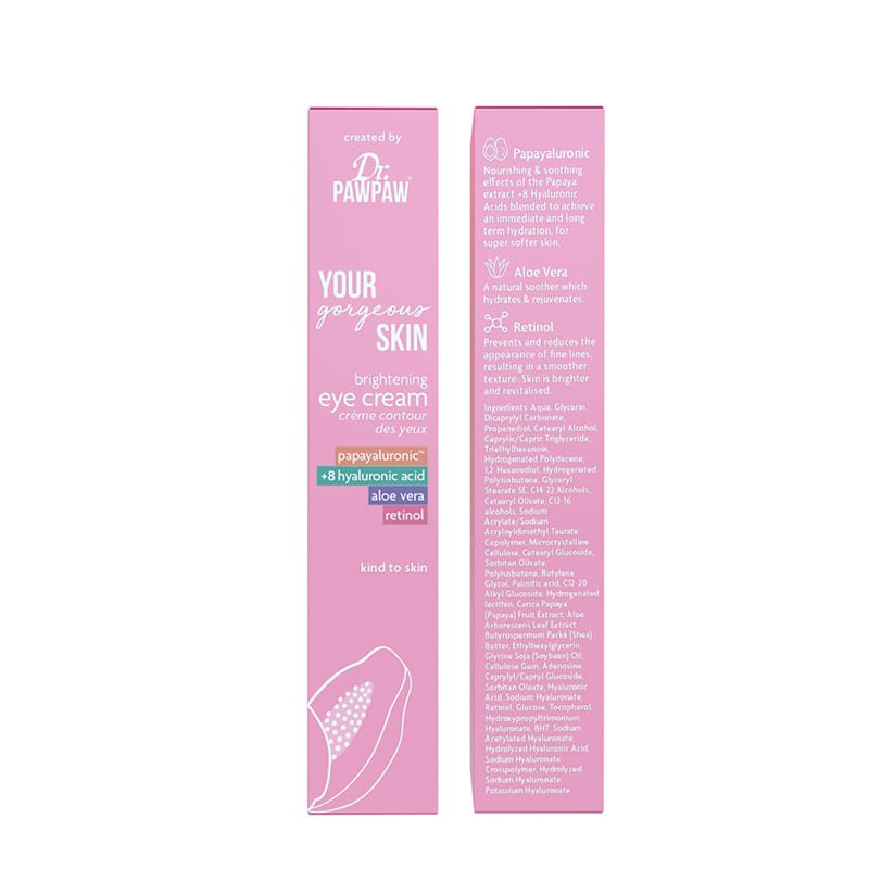 Dr Paw Paw Your Gorgeous Skin Brightening Eye Cream | targeted | rejuvenating eye cream | lightweight | vegan formula | suitable for all skin types | dark circles | youthful | firmer | brighter eye area | gorgeous skin deserves nothing less.