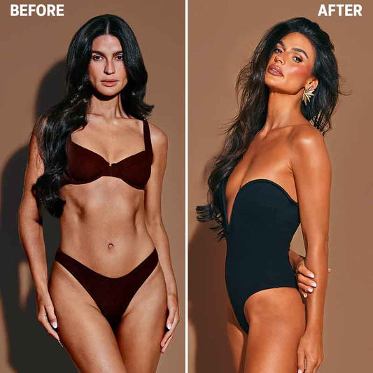 Dripping Gold Air Glow Instant Spray Tan Dark Before & After