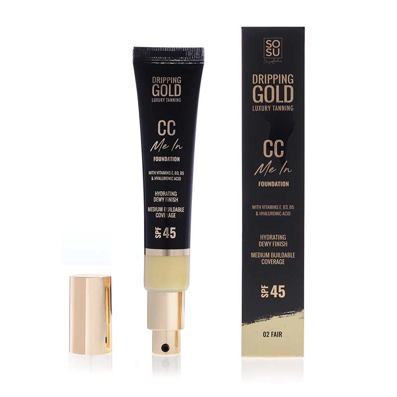 SoSu by SJ Dripping Gold CC Me In Foundation Medium Coverage SPF 45 02 Fair Dewy Finish