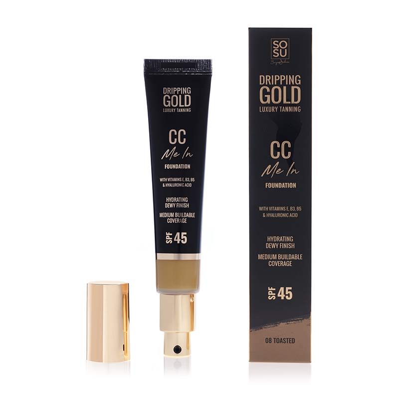 SoSu by SJ Dripping Gold CC Me In Foundation Medium Coverage SPF 45 08 Toasted