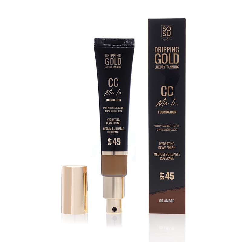 SoSu by SJ Dripping Gold CC Me In Foundation Medium Coverage SPF 45 09 Amber Dewy Finish