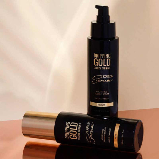  Dripping Gold Express Serum | Quick-developing tan | Light glow in 1 hour, medium in 2, dark in 3 | Infused with Rosehip Seed Oil, Grapeseed Oil, Blackcurrant Seed Oil | Provides hydration | Vegan & Cruelty-free