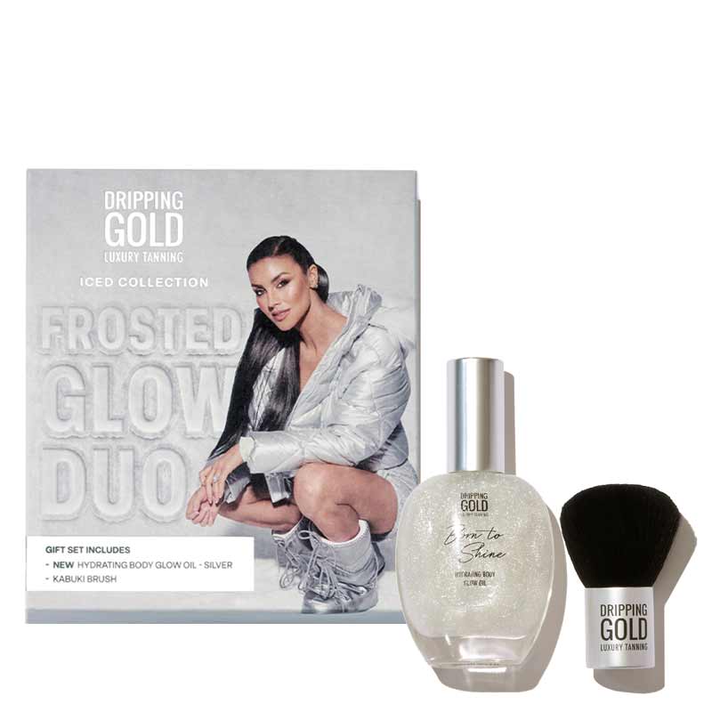 Dripping Gold Frosted Glow Duo Silver Body Oil Gift Set