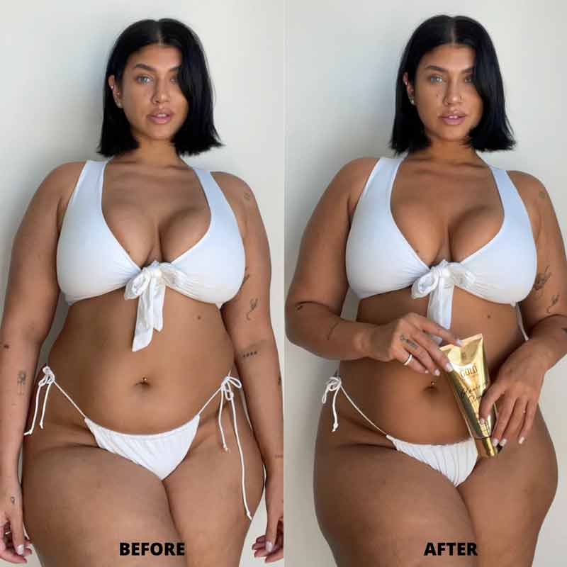 SOSU by Suzanne Jackson Dripping Gold Glowing Steady Gradual Tan | before and after tan