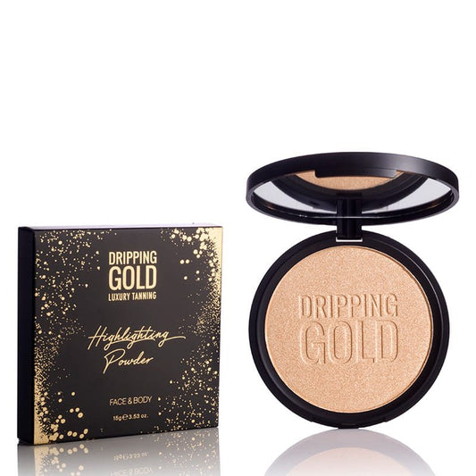 Dripping Gold Highlighting Powder | Provides Instant, Super-Shimmering Complexion | Easy-to-Use, Glides on Skin with Flawless Finish | Ideal Alone or Over Tan for Luminous Summertime Glow