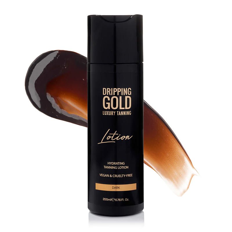 Dripping Gold Luxury Tanning Lotion | dark | tanning | lotion | swatch | vegan 