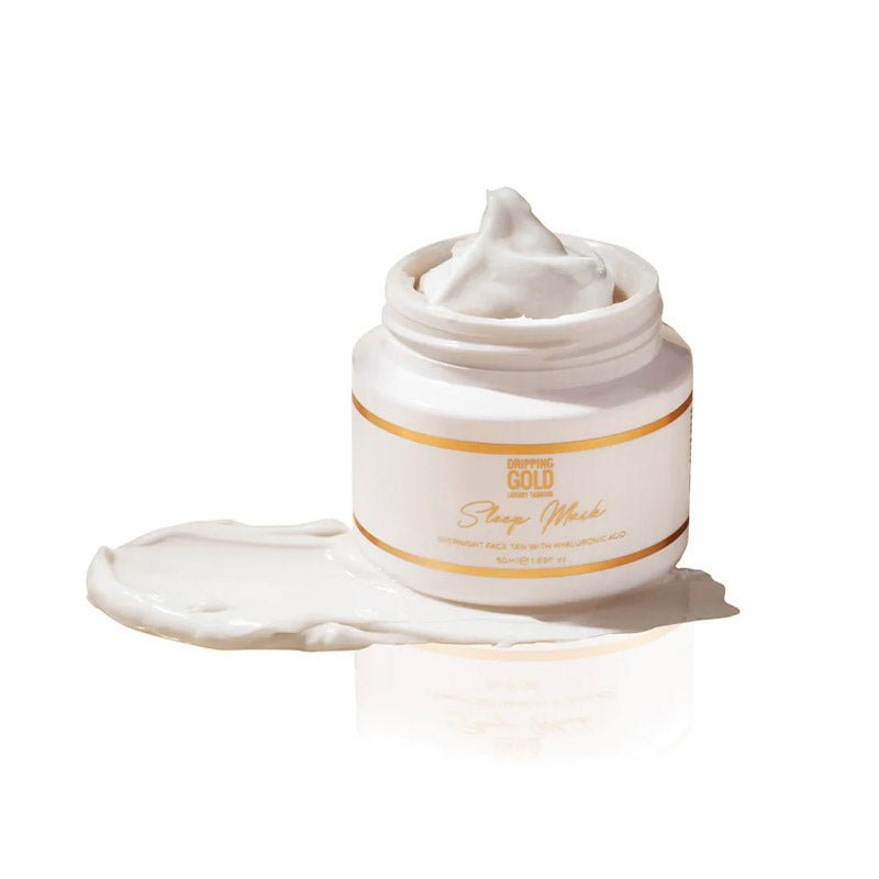 Dripping Gold Sleep Mask | Overnight Face Tan with Hyaluronic Acid | lightweight | hydrating | creamy | nourishing | tanning | glow | bronzed 