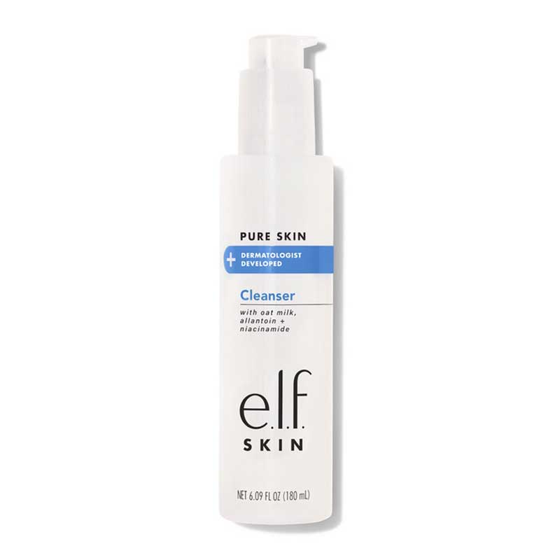 e.l.f Skin Pure Skin Cleanser | creamy, non-foaming formula | removes dirt, oil, and impurities | gentle and non-irritating | leaves skin refreshed and nourished