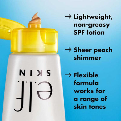 e.l.f Skin Suntouchable! Whoa Glow SPF 30 | glowy sunscreen and makeup primer | lightweight | broad-spectrum protection | radiant glow | non-greasy | hydrating | wear alone or under makeup
