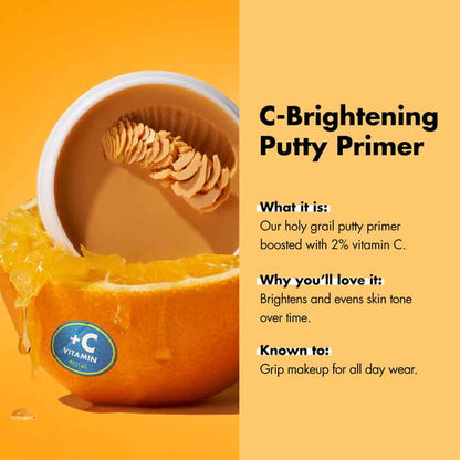e.l.f. | C-Bright | Putty Primer | Universal Sheer | skincare | smooth | velvety | face primer | Vitamin C | brighten | even skin tone | healthy glow | fragrance-free | universal | sheer primer | preps | primes | grips | radiant | flawless complexion | lasts all day
