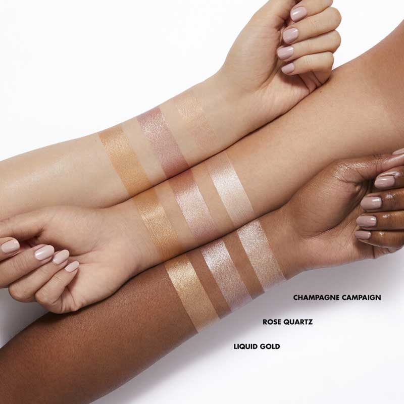e.l.f. | Halo Glow | highlight |  Beauty Wand | luminous | squalane | luminous | lightweight texture | flushed | buildable | cushion-tip applicator | hydration | radiant | glow | moisturize | champagne campaign | rose quartz | liquid gold