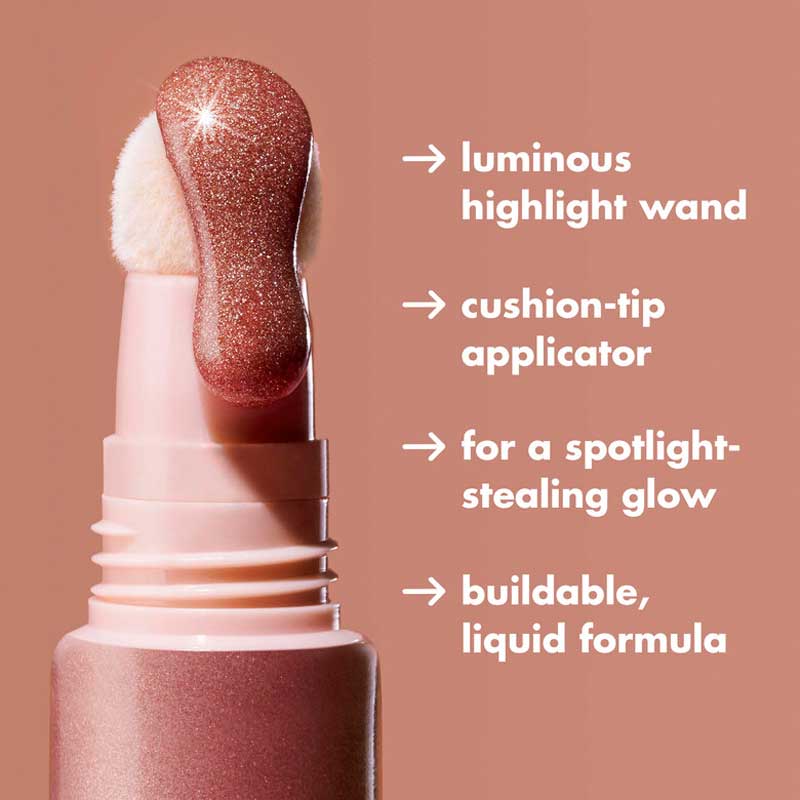 e.l.f. | Halo Glow | highlight |  Beauty Wand | luminous | squalane | luminous | lightweight texture | flushed | buildable | cushion-tip applicator | hydration | radiant | glow | moisturize | champagne campaign | rose quartz | liquid gold