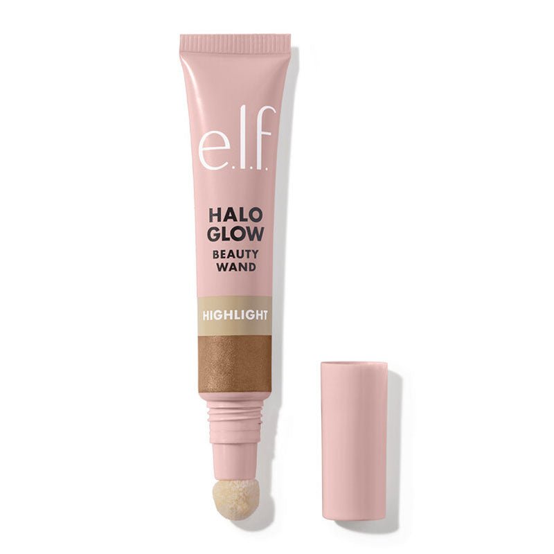 e.l.f. | Halo Glow | highlight |  Beauty Wand | luminous | squalane | luminous | lightweight texture | flushed | buildable | cushion-tip applicator | hydration | radiant | glow | moisturize | champagne campaign | rose quartz | liquid gold