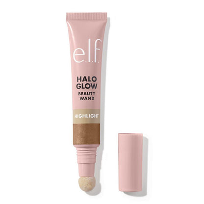 e.l.f. | Halo Glow | highlight |  Beauty Wand | luminous | squalane | luminous | lightweight texture | flushed | buildable | cushion-tip applicator | hydration | radiant | glow | moisturize | champagne campaign | rose quartz | liquid gold