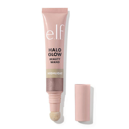 e.l.f. | Halo Glow | highlight |  Beauty Wand | luminous | squalane | luminous | lightweight texture | flushed | buildable | cushion-tip applicator | hydration | radiant | glow | moisturize | champagne campaign | rose quartz | liquid gold