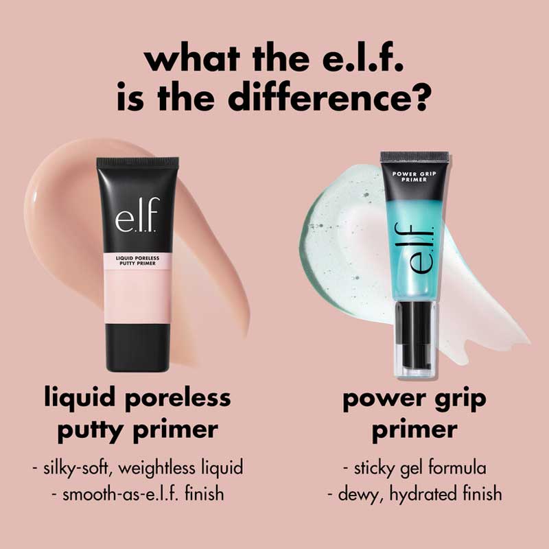 e.l.f. | Liquid | Poreless | Putty | Primer | flawless canvas | makeup application | lightweight | velvety | squalane | minimizes pores | smooths | strong grip | long-lasting | stay all day