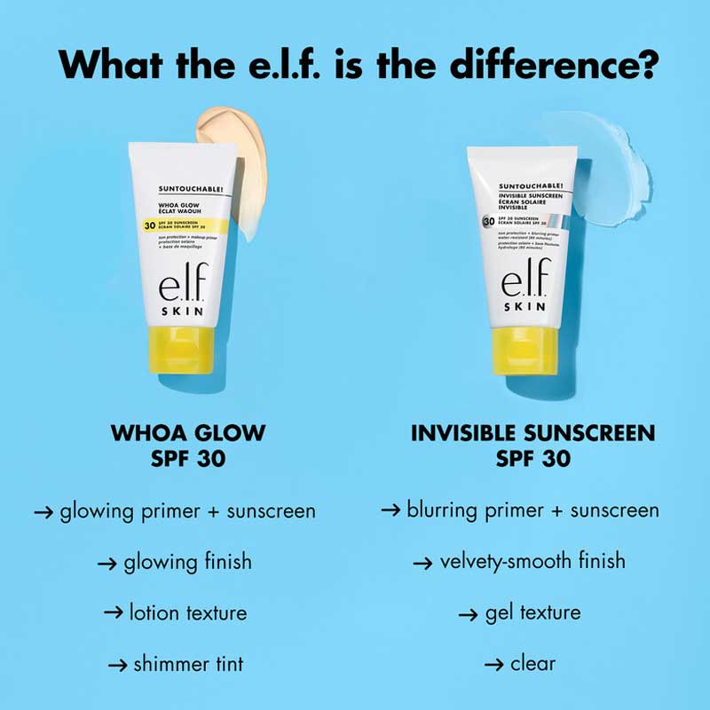 e.l.f Skin Suntouchable! Invisible Sunscreen SPF 30 | clear sunscreen and makeup primer | lightweight | velvety feel | broad-spectrum protection | blurs imperfections | smooth, matte finish