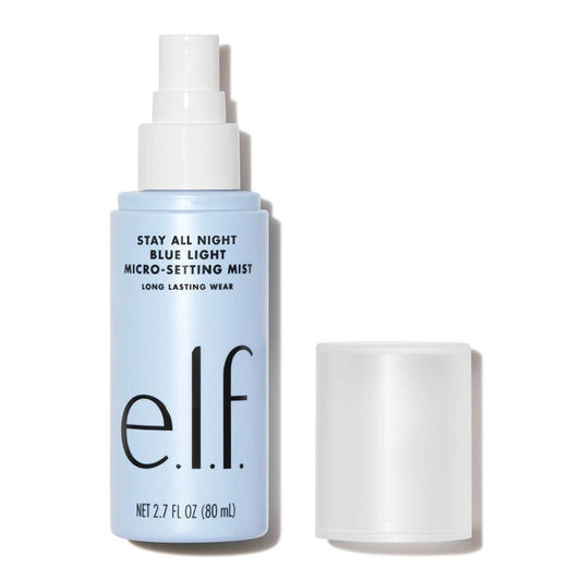 e.l.f. | Stay All Night | Blue Light | Micro-Fine | Setting Mist | skincare-makeup hybrid | lightweight | facial mist | sets makeup | absorbs blue light | aloe vera | elderflower extract | refreshing | matte | shine-free 