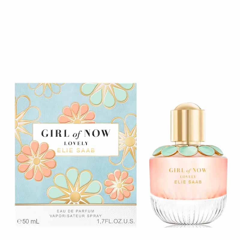 Elie Saab Girl of Now Lovely Eau de Parfum | radiant ode | modern spirit | "Now generation" | new green anise flower design | coral pink juice | glamour | embodiment | Elie Saab universe | captures | timeless femininity | remarkable detailing | Lebanese fashion house.