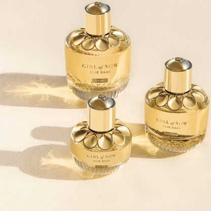 Elie Saab Girl Of Now Shine Eau de Parfum | radiant embodiment | Girl of Now spirit | solar | addictive variation | celebrates | modern woman's carefree | joyful essence | floral addiction | enhances ELIE SAAB signature notes.