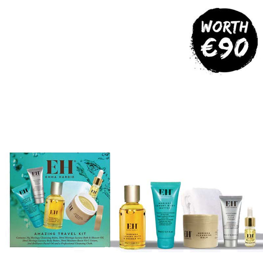 Emma Hardie Amazing Travel Kit, Emma Hardie Moringa Cleansing Balm, Emma Hardie Brilliant Facial Oil