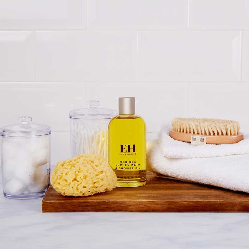 Emma Hardie Moringa Luxury Bath & Shower Oil | luxurious | Moringa Seed Oil | nourishing | soft | supple | ski | bath | shower | cleansing