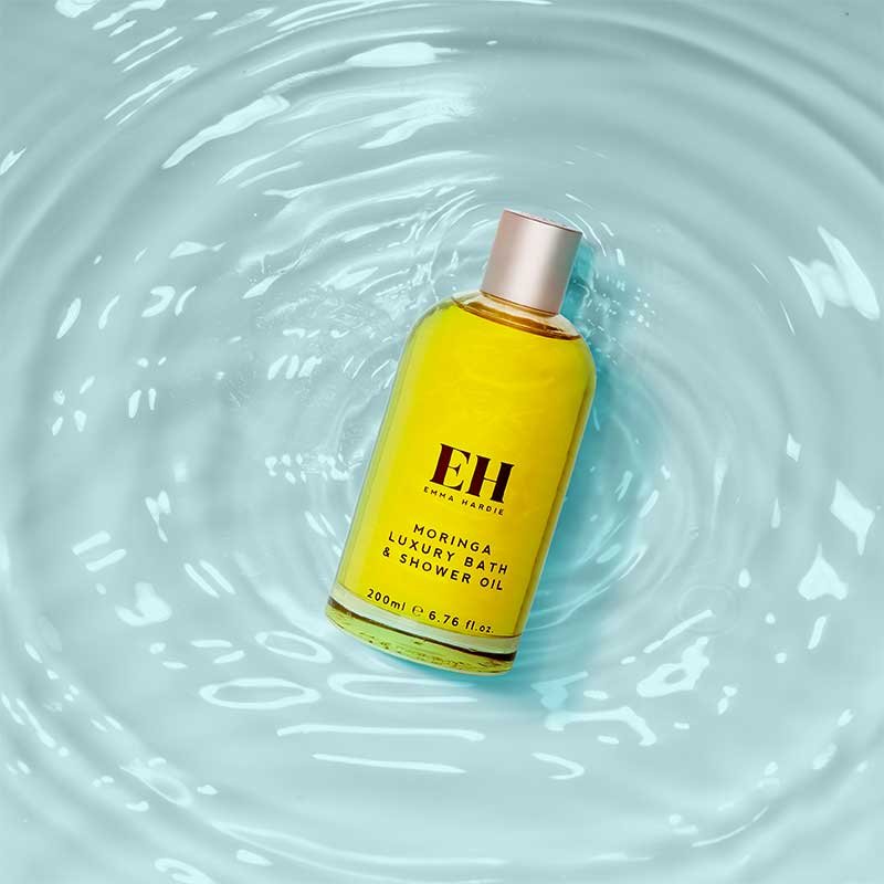 Emma Hardie Moringa Luxury Bath & Shower Oil | luxurious | Moringa Seed Oil | nourishing | soft | supple | ski | bath | shower | cleansing