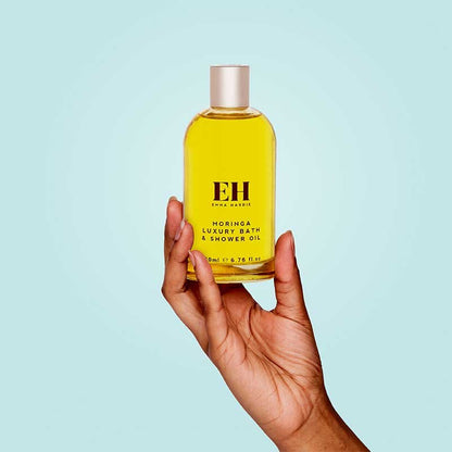 Emma Hardie Moringa Luxury Bath & Shower Oil | luxurious | Moringa Seed Oil | nourishing | soft | supple | ski | bath | shower | cleansing