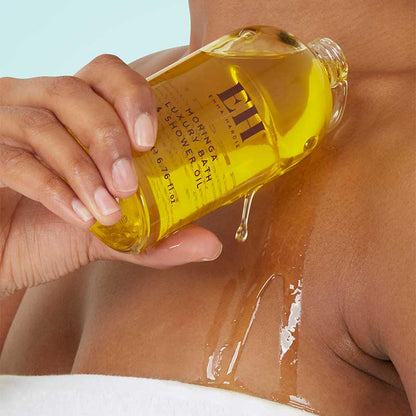 Emma Hardie Moringa Luxury Bath & Shower Oil | luxurious | Moringa Seed Oil | nourishing | soft | supple | ski | bath | shower | cleansing