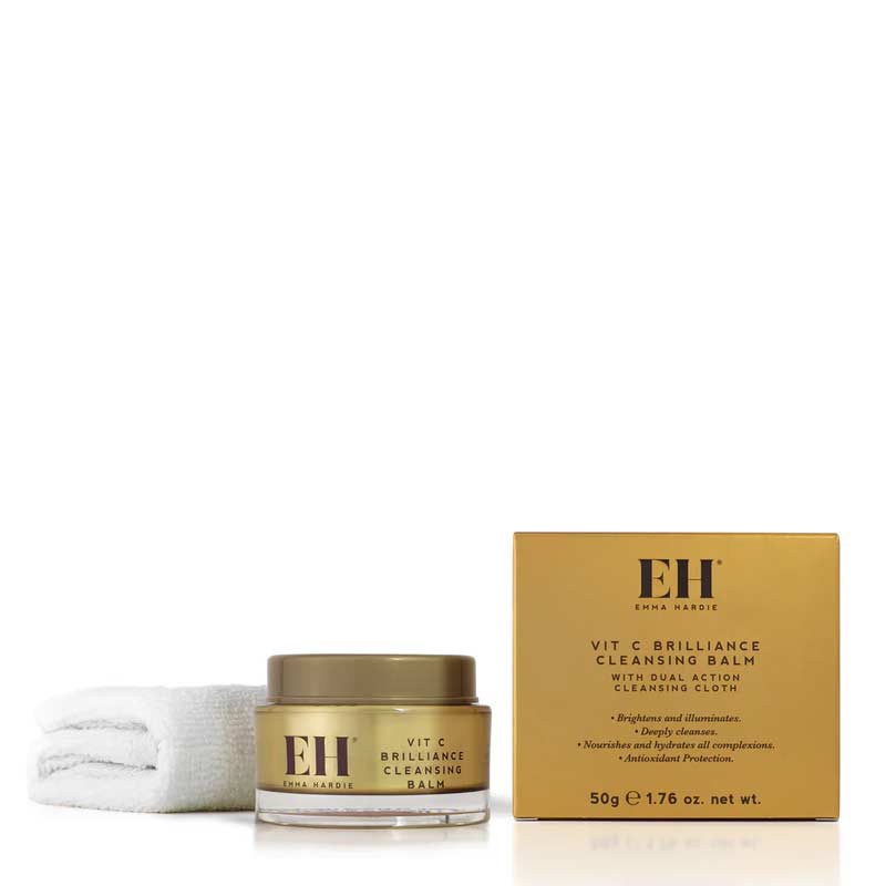 Emma Hardie Vit C Brilliance Cleansing Balm with Dual Action Cleansing Cloth 50g, travel size cleansing balm