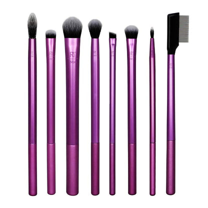 Real Techniques Everyday Eye Essentials Set | 8 piece | brush | set | developed | specifically | all | eye | makeup | need | shadow | liner | lash | separator | blending | building | pro | super | soft | brush | bristles | feel | gentle