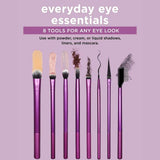 Real Techniques Everyday Eye Essentials Set | 8 piece | brush | set | super | soft | brush | bristles | feel | gentle | eye | makeup | need | shadow | liner | lash | separator | blending | building | professional | cream | powder | liquid