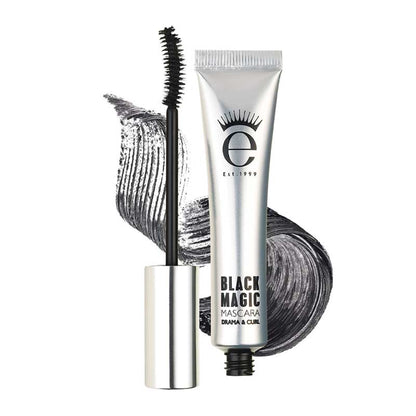 Eyeko Black Magic Mascara | tubing formula | glides | lashes | length | volume | separation | water-resistant | curl | vegan | cruelty-free | swatch | tube