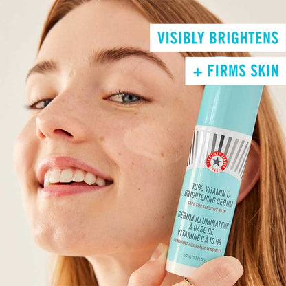 First Aid Beauty 10% Vitamin C Brightening Serum | Brightens and Visibly Firms | Lightweight and Non-Comedogenic | Minimizes Irritation, Clogged Pores, and Stickiness